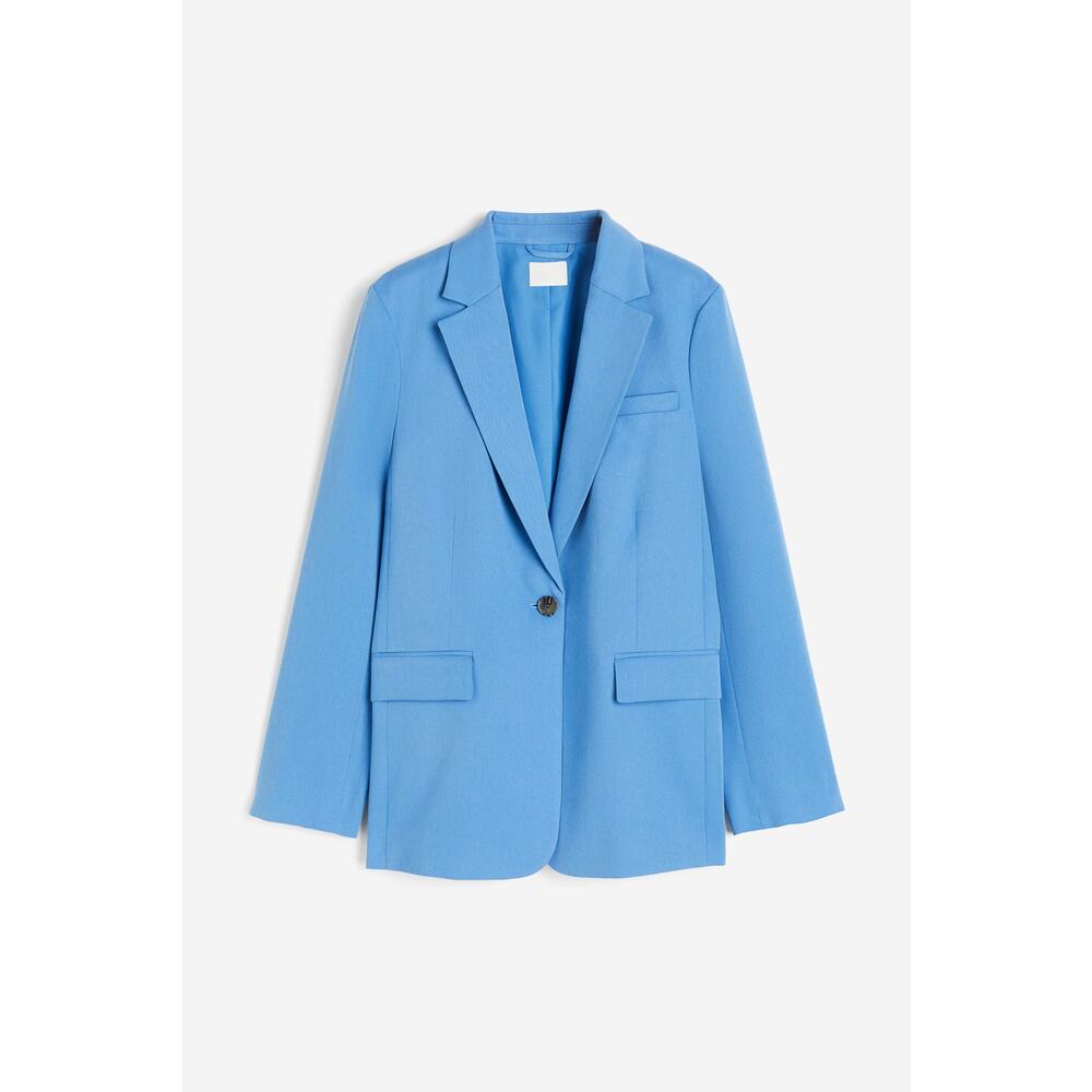 H&M Womens Single Breasted Twill Blazer Jacket Sky Blue Size XS NEW